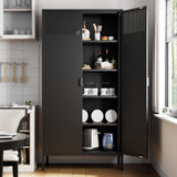Ustamio 71 Inches Black Metal Storage Cabinet with Doors and Shelves, 5 Tier Kitchen Pantry Cabinet, Metal Cabinet for Home Office, Dinning Room, Laundry Room, Living Room, Bathroom and Utility Room Ustamio