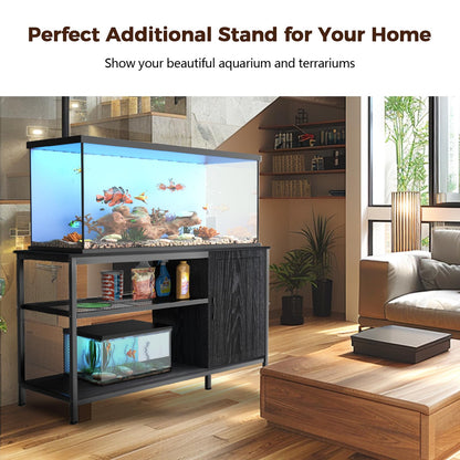 Tatub 55-90 Gallon Fish Tank Stand Large Aquarium Stand with Accessories Storage, Heavy Duty Metal Fish Tank Cabinet Suitable for Turtle Tank, Reptile Terrarium Stand, 1000LBS Capacity, Black - WoodArtSupply