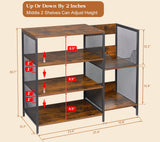 Media Console Table Stereo Stand Cabinet with Turntable Shelf, 4 Tier Record Player Stand Table with Vinyl Record Storage Holder, Audio Video Shelving Rack/Turntable Stand for Entertainment Center Cottage Charm