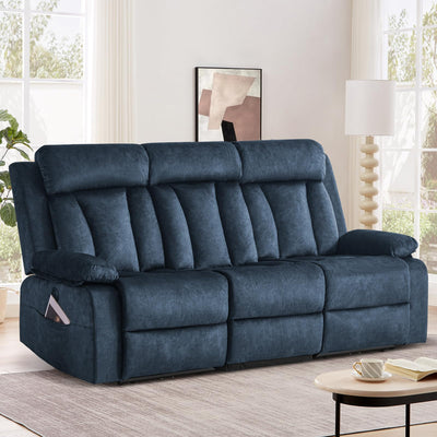 Consofa Power Reclining Sofa with Heat and Massage, Electric Reclining Couch with Drop Down Table,Cup Holders, Dual Ports, Wall Hugger Recliner Sofa for Living Room,Home Theater (Blue, Sofa)