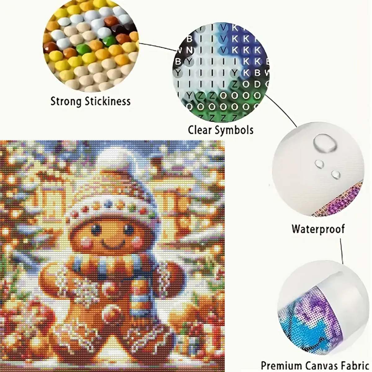Winter Diamond Painting Kits for Adults,5D Diamond Art Painting Kits for Christmas Gingerbread Man, DIY Full Round Drill Diamond Diamonds Gem Art and Crafts Home Decor 13.8 x 13.8Inch GEMFAMILY