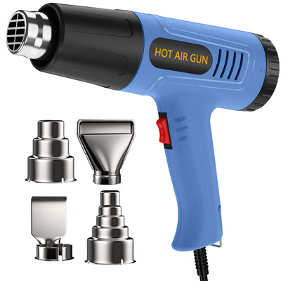 Heat Gun 1300W Fast Heating for Vinyl Wrap, Crafting, Shrink Tubing, Paint, Epoxy Resin, Candle Making Variable, Adjustable Temperature, Overload Protection Hot Air Gun Kit Nozzles, Scraper（JFHG1000）
