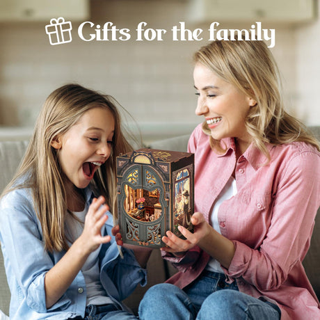 Cutefun Book Nook Kit - DIY Miniature House Kit for Bookshelf Decor, Book Nook Kits for Adults & Beginners, 3D Wooden Puzzle Dollhouse, Ideal Gift for Family and Friends (Count Cat's Study) Cutefun