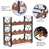 X-cosrack Rustic 3 Tier Stackable Wine Rack Freestanding 12 Bottles Organizer Holder Stand Countertop Liquor Storage Shelf Solid Wood & Iron 17" L x 7.2" W x 16.5" H-Patent Design X-cosrack