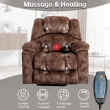 CANMOV Large Power Lift Recliner with Massage and Heat for Elderly, Heavy Duty Lift Recliner for Seniors with USB Port, 2 Hidden Cup Holders (Camel Brown) CANMOV