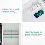 YITAHOME Fireplace TV Stand for 75/80 Inch TV, Entertainment Center with 3 Sided Glass Electric Fireplace & LED Strip, TV Console with Glass Door & Power Outlet for Living Room (White) YITAHOME