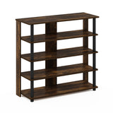 Furinno Turn-N-Tube 5 Tier Wide Shoe Rack, Amber Pine/Black Furinno