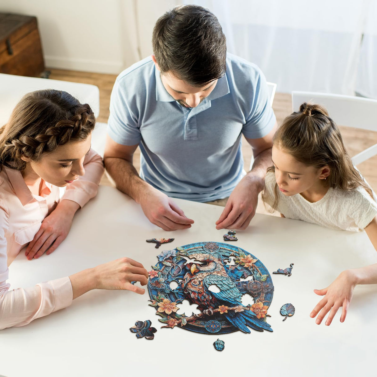 KAAYEE Wooden Jigsaw Puzzles-Wooden Puzzle Adult Unique Shape Advanced Wise Owl Wooden Jigsaw Puzzle for Adult,Family Puzzles 11.7 * 11.3 in 263 pcs KAAYEE