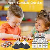 Rock Tumbler Grit and Ceramic Tumbling Media 2 Pounds, Polish Up to 13 lbs. of Rocks, Polish Refill Media Kit, Compatible with Any Tumbler (4 Step + Tumbling Media) eyaeyao