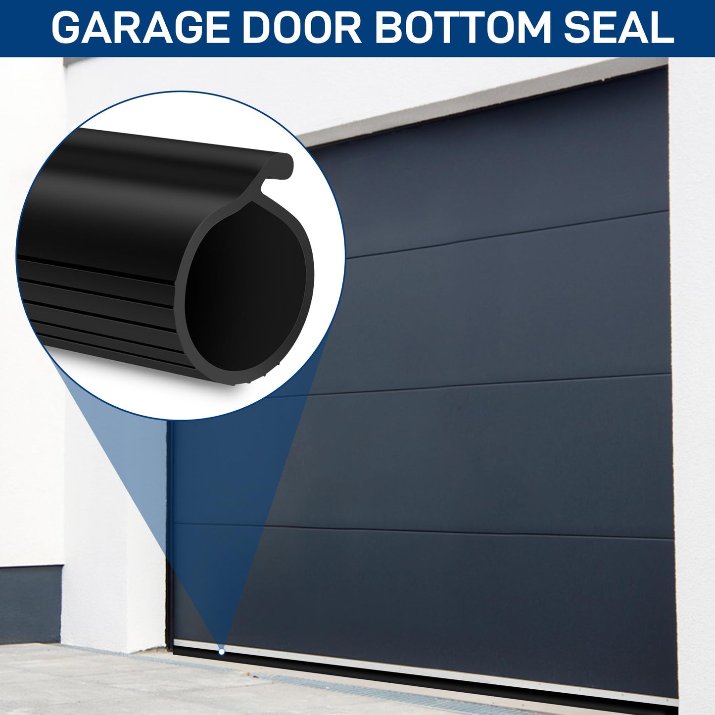 16.5FT Garage Door Bottom Seal Rubber 0.19'' P Bulb Bottom Garage Door Weather Stripping for Overhead Door, Weatherproof Strip Replacement Seal Fits 16.5FT Wide or Smaller Doors (Black) - WoodArtSupply