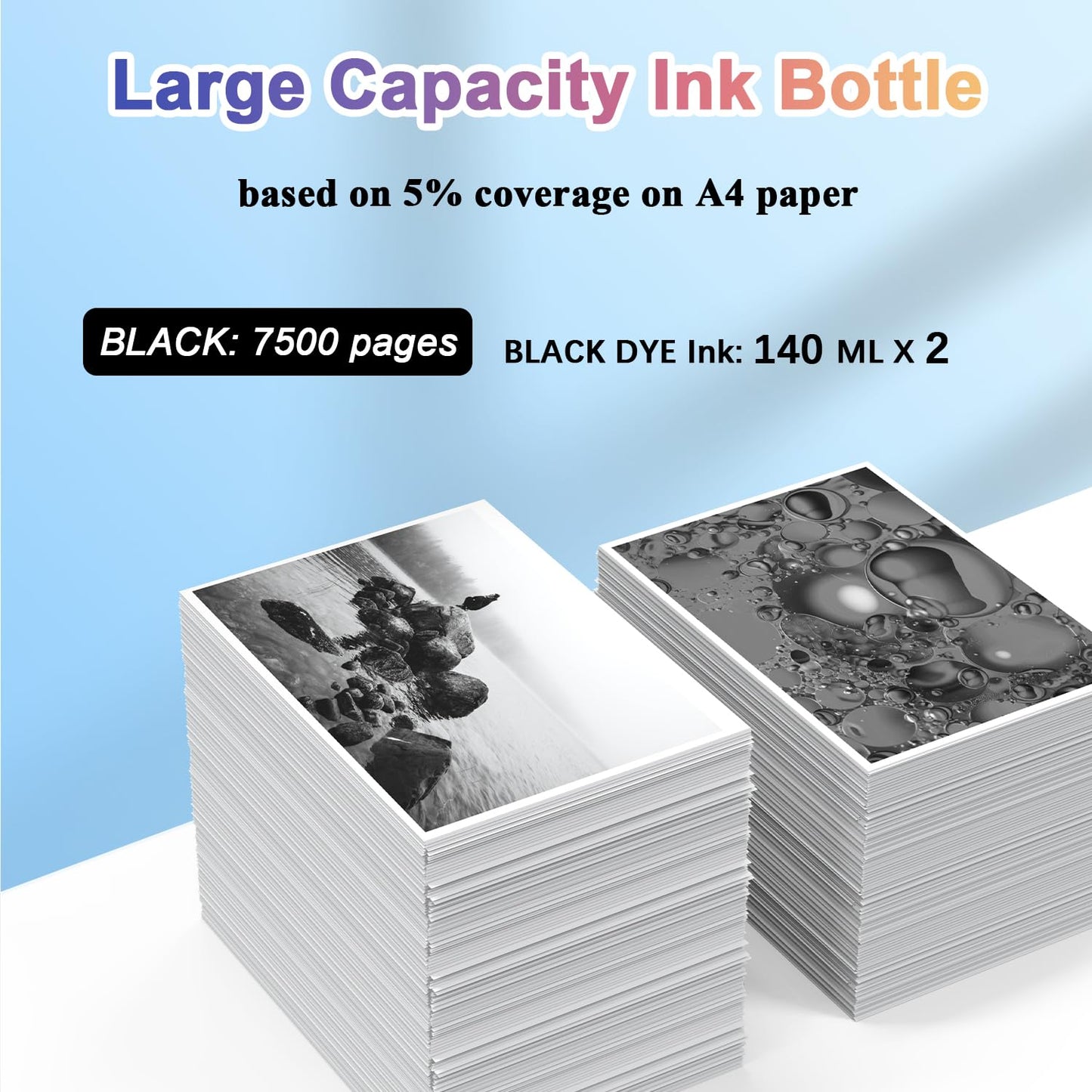 TOAIEPO Black 502 Refill Ink Bottle Replacement for T502 Work for ET-2850 ET-2760 ET-3850 ET-3710 ET-3750 ET-3760 ET-4850 ET-4750 Printer, Dye Black Ink