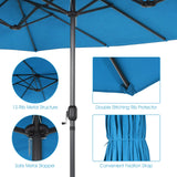 Tangkula 15Ft Double-Sided Patio Umbrella, Outdoor Extra Large Umbrella W/Hand-Crank System & Air Vents, Market Twin Umbrella W/ 12-Rib Sturdy Metal Frame for Poolside, Garden Backyard (Blue) Tangkula