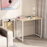 GreenForest Folding Desk No-Assembly,31.5 in Small Desk for Small Spaces Computer Desk for Home Office,Space Saving Foldable Table Study Writing Desk,Oak White GreenForest