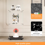 LFT HUIMEI2Y Glass Display Cabinet with LED Lights and Lock, 4-Shelf Curio Cabinets with Door, Tempered Glass Collection Display Showcase for Bedroom, Living Room 65”x 17”x 14.5” Black LFT HUIMEI2Y