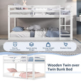 Majnesvon Twin Low Bunk Bed Frame with Slide & Ladder - Solid Wood Design for Kids in White Majnesvon