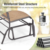 Tangkula 2-Person Patio Glider Bench, Outdoor Rocker Glider Loveseat Chair W/Heavy-Duty Steel Frame, Breathable Seat Fabric, Rocking Lounge Chair for Poolside, Garden, Backyard (Brown) Tangkula