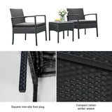 PROHIKER 3 PCS Patio Rattan Conversation Chairs Set, Outdoor Patio Furniture Balcony Furniture Set, Wicker Patio Set for Garden Porch Balcony Yard, Black PROHIKER