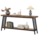 Tribesigns 70.9" Extra Long Console Table, 2-Tier Sofa Table with Storage, Industrial Entryway Table Behind Couch, Narrow Hallway Table Entrance Table for Living Room, Rustic Brown Tribesigns