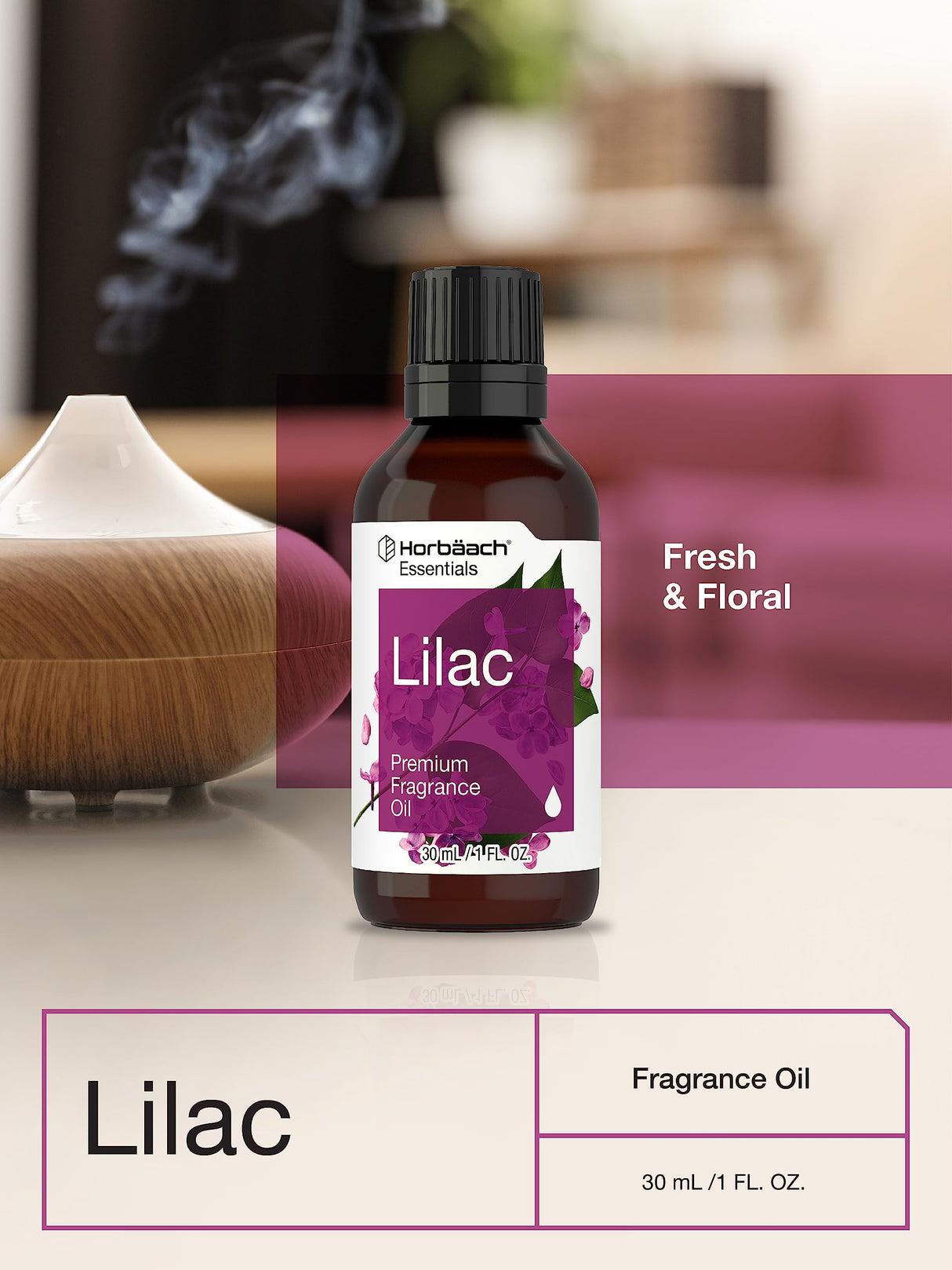 Horbäach Lilac Fragrance Oil | 1 fl oz (30ml) | Premium Grade | for Diffusers, Candle and Soap Making, DIY Projects & More Horbäach