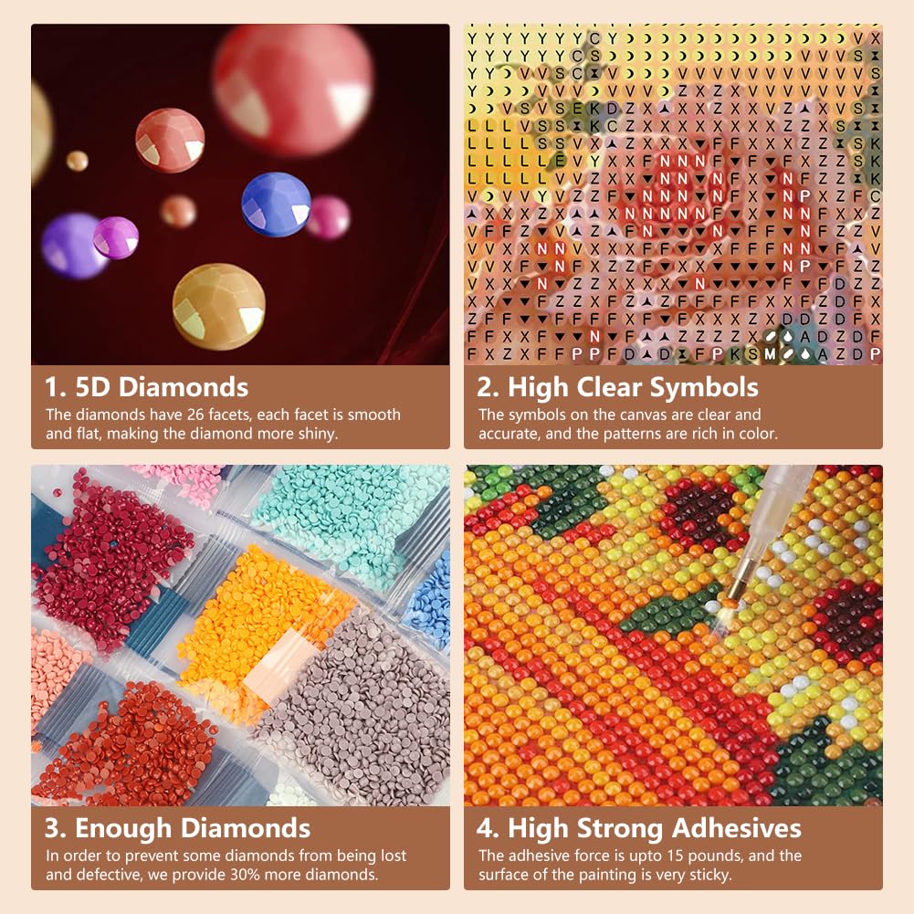 SJUTOUCI Diamond Painting Kits for Adults, Rose Flower Diamond Art Kits for Beginners, 5D DIY Full Drill Gem Craft Art for Home Decor Gift 11.8x11.8 inch SJUTOUCI