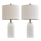 USumkky 20.5" White Modern Ceramic Bedside Lamp Set of 2 for Bedroom Decor Farmhouse Table Lamp for Living Room Office Dorm USumkky