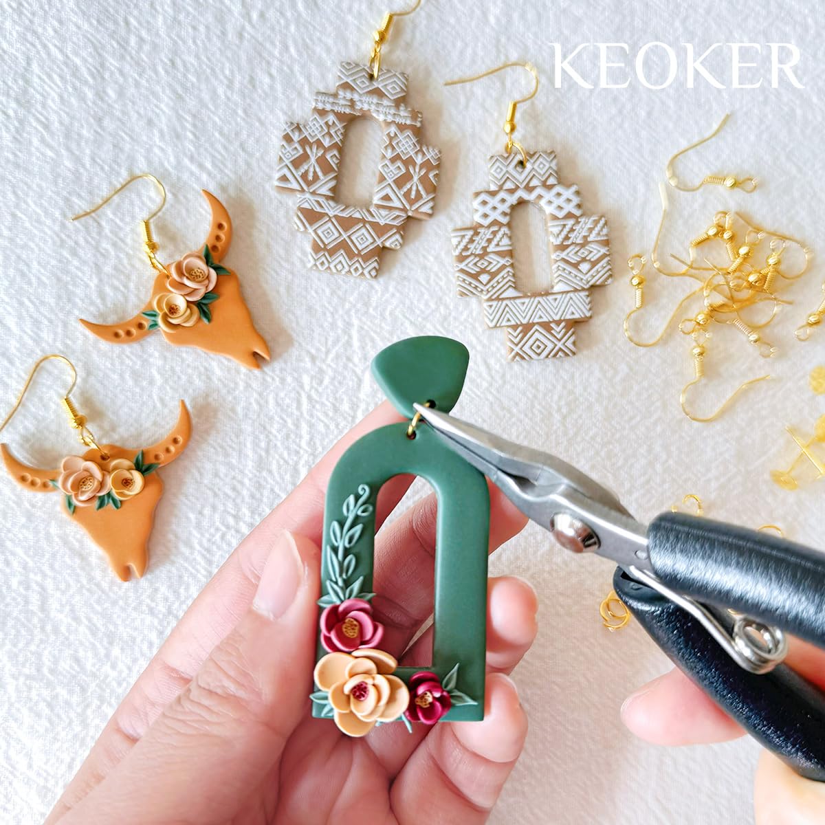 Keoker 123 PCS Clay Earring Making Kit, Polymer Clay Jewelry Making Kit for Teens and Adults, Fashion Designer Kits, Polymer Clay Earrings Kit Crafts, Great Gifts Keoker