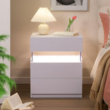 i-aplus Night Stand set 2 LED Night Stand for Bedroom Modern LED Bedside Table with 3 Drawers End Side Table i-aplus