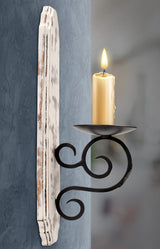 Wallmounted Pillar Candle Sconce,Wall Mount Rustic Candleholders, Wood Candle Holders,Floating Shelves,Hanging Shelf,Farmhouse Wall Décor,Large Wooden Handmade Sconces-15.5x4x6 White Wash Set of 2 Bedding Craft