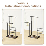 susswiff Jewelry Holder Organizer Stand - Adjustable Tall 17.5" (Max), Sturdy Jewelry Hanger for Necklaces, Earrings, Bracelets, Rings, Jewlery Display and Storage, Black, Metal susswiff