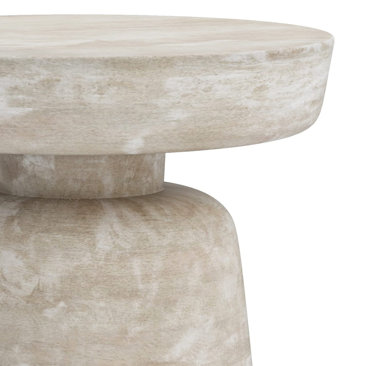 SIMPLIHOME Robbie SOLID MANGO WOOD 16 Inch Wide Round Contemporary Rustic Accent Table in Distressed White Wash, Fully Assembled, For the Living Room and Bedroom SIMPLIHOME