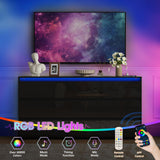 Halitaa Black TV Stand, Storage Cabinet with 9 Drawers for Bedroom Modern Large High Gloss Cabinet for Living Room Office(63" W) Halitaa