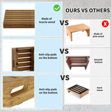 Wooden Platform Step Stool, 25" One Step Stool for Adults & Elderly, Acacia Wood High Riser Step Stool with Non-Slip Mat, Durable Wooden Mobility Stepping Stools for Handicap, Bedroom, Kitchen Fiaygro