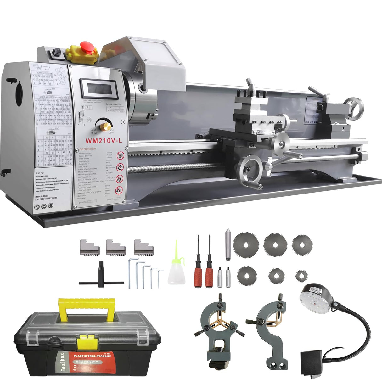 VEVOR Metal Lathe, 8.3'' x 29.5' Benchtop Metal Lathe 0-2500 RPM Continuously Variable Speed 750W Brushless Motor Metal Gears with LCD Display Metal Lathe Machine VEVOR