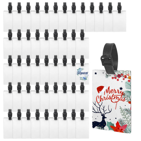 50 PCS Sublimation Luggage tag Blanks Travel Bag Tags with Strap Double Sided MDF Suitcase Label Tag for DIY Heat Transfer YOUKE OLA
