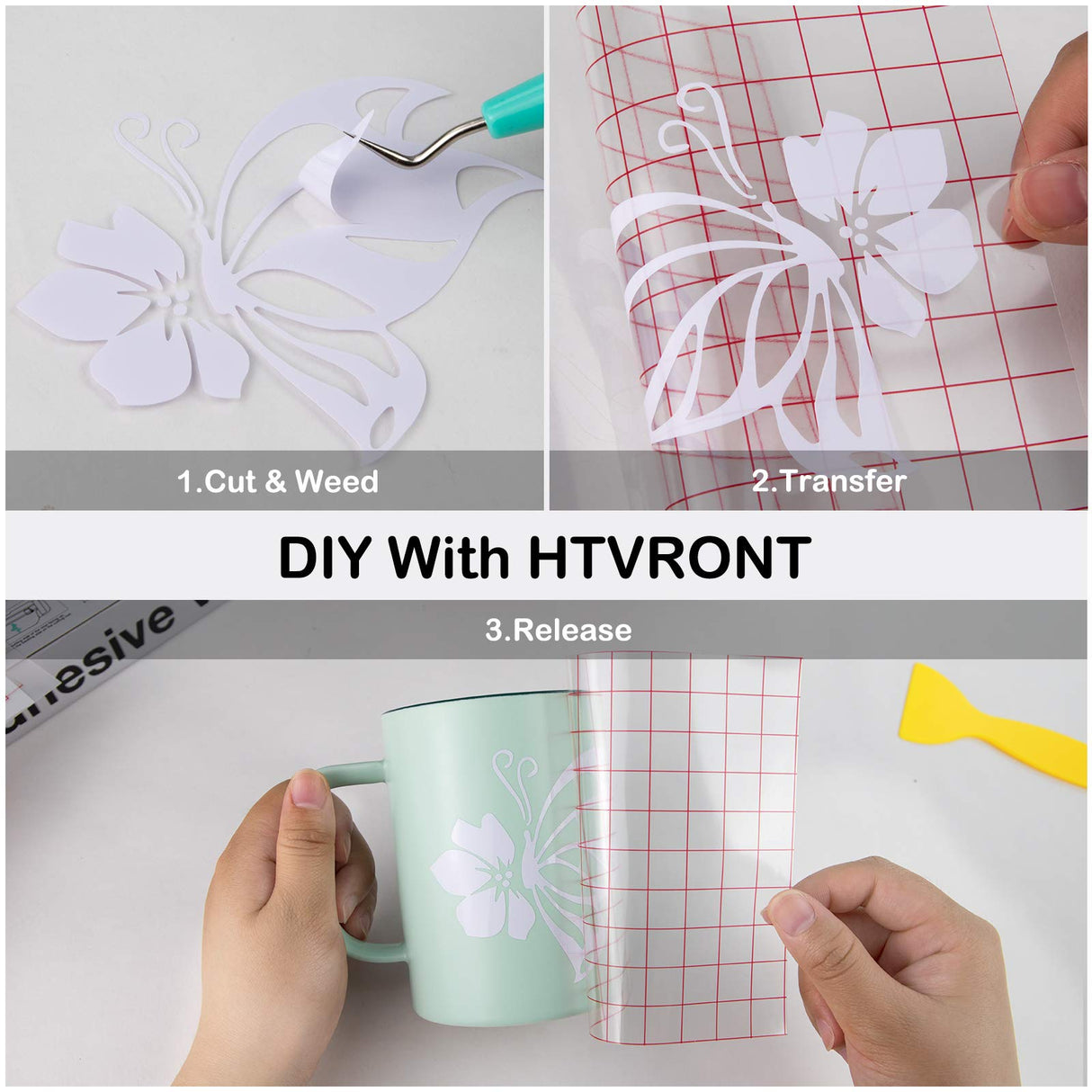 HTVRONT White Permanent Vinyl, White Vinyl for Cricut - 12" x 14 FT White Adhesive Vinyl Roll for Cricut, Silhouette, Cameo Cutters, Signs, Scrapbooking, Craft, Die Cutters (Glossy White) HTVRONT