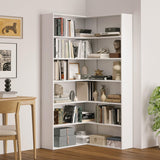 MXV 71.5" Tall L-Shaped Corner Bookshelf, 6-Tier 35.2" Wide Wooden Bookcase with Storage Organizer, Display Shelf for Home, Office, Living Room (35.2") MXV