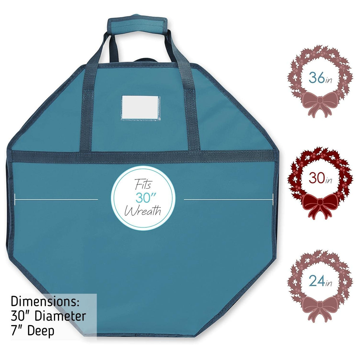 Hearth & Harbor Wreath Storage Container - Hard Shell Christmas Wreath Storage Bag with Interior Pockets, Dual Zipper and Handles - 30" Premium Wreath Storage Organizer Box Hearth & Harbor