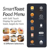 Elite Gourmet ECT5924D SmartToast Digital Long Slot 4 Slice Toaster, 1.5” Wide Slots for Thick Breads & Bagel Function, LED Touch Screen, Countdown Timer, 6 Shades, Stainless Steel Elite Gourmet