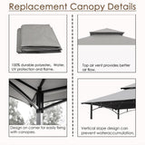 Grill Gazebo Replacement Canopy Roof – Hugline 5x8 Outdoor Grill Shelter Canopy Top Double Tiered BBQ Tent Cover Fit for Model L-GG001PST-F (Gray) Hugline