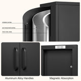 IRONFFICE Metal Locker Storage Cabinet,Black Accent Storage Cabinet, Metal Pantry Cabinet with Doors,Locker Cabinet for Living Room,Kitchen,Office IRONFFICE