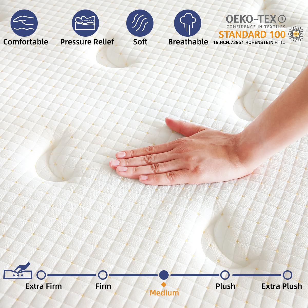 12 Inch Full Mattress, Memory Foam Hybrid Full Mattresses,, Pocketed Coils for Motion Isolation Back Pain Relieving Strong Edge Lumbar Support with CertiPUR-US Certified, Medium Firm, 120-Night Trial