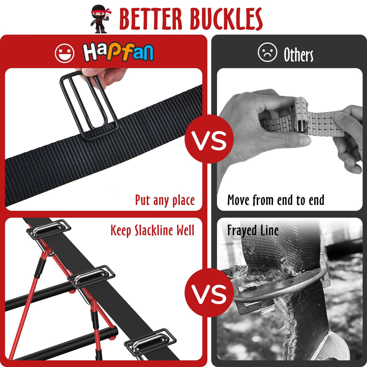 Hapfan 50 ft Ninja Warrior Obstacle Course for Kids with Tree Swing, Portable Slackline Swing Set with Weather-Proof Obstacles, Tree Jungle Gym Outdoor Playset for Backyard Outside Hapfan