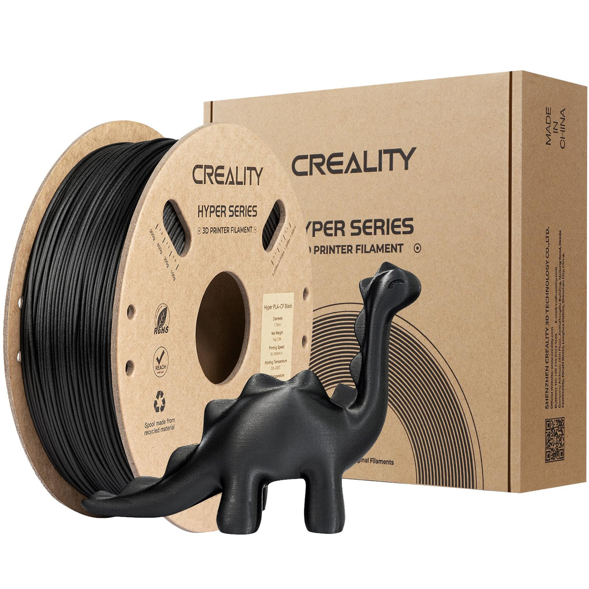 Creality PLA Carbon Fiber Filament 1.75mm, Hyper PLA-CF 3D Printer Filament with Matte Finish for 50-300mm/s High-Speed Printing, Dimensional Accuracy +/-0.03mm Creality