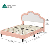 DWVO Pink Full Bed Frame with LED Light, Upholstered Bed PU Leather Adjustable Headboard, LED Platform Bed Wooden Slat Support, Easy Assembly, No Box Spring Required DWVO