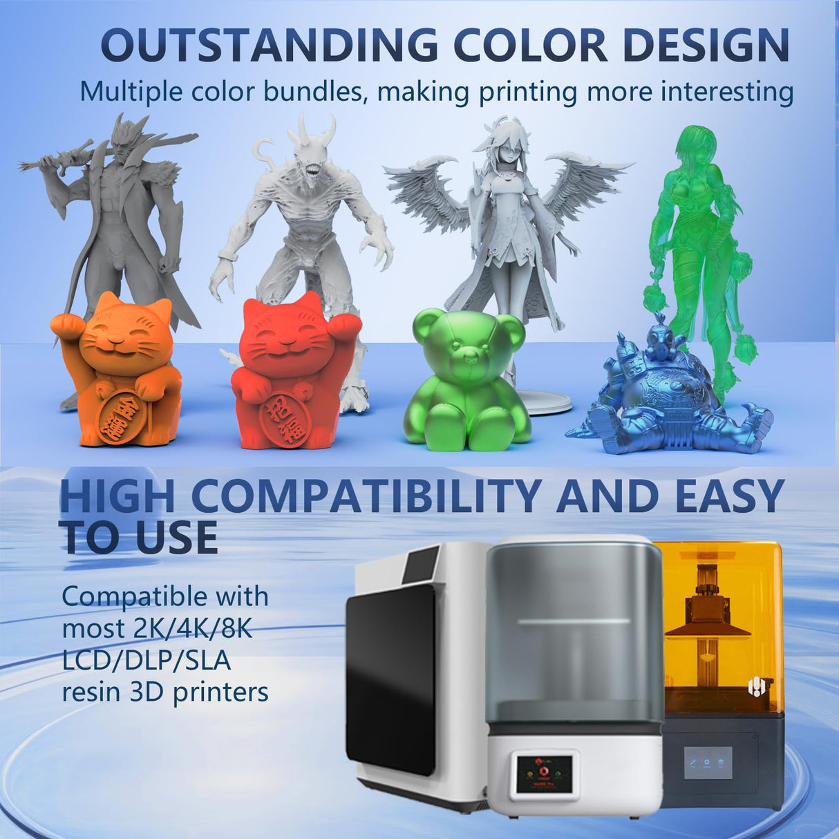 OLAPRIN 3D Printer Resin, Rigid Resin with Clear Details, Fast Curing, High Precision Resin, Low Odor, Widely Compatible with All Resin 3D Printers (Clear Green, 1kg) OLAPRIN