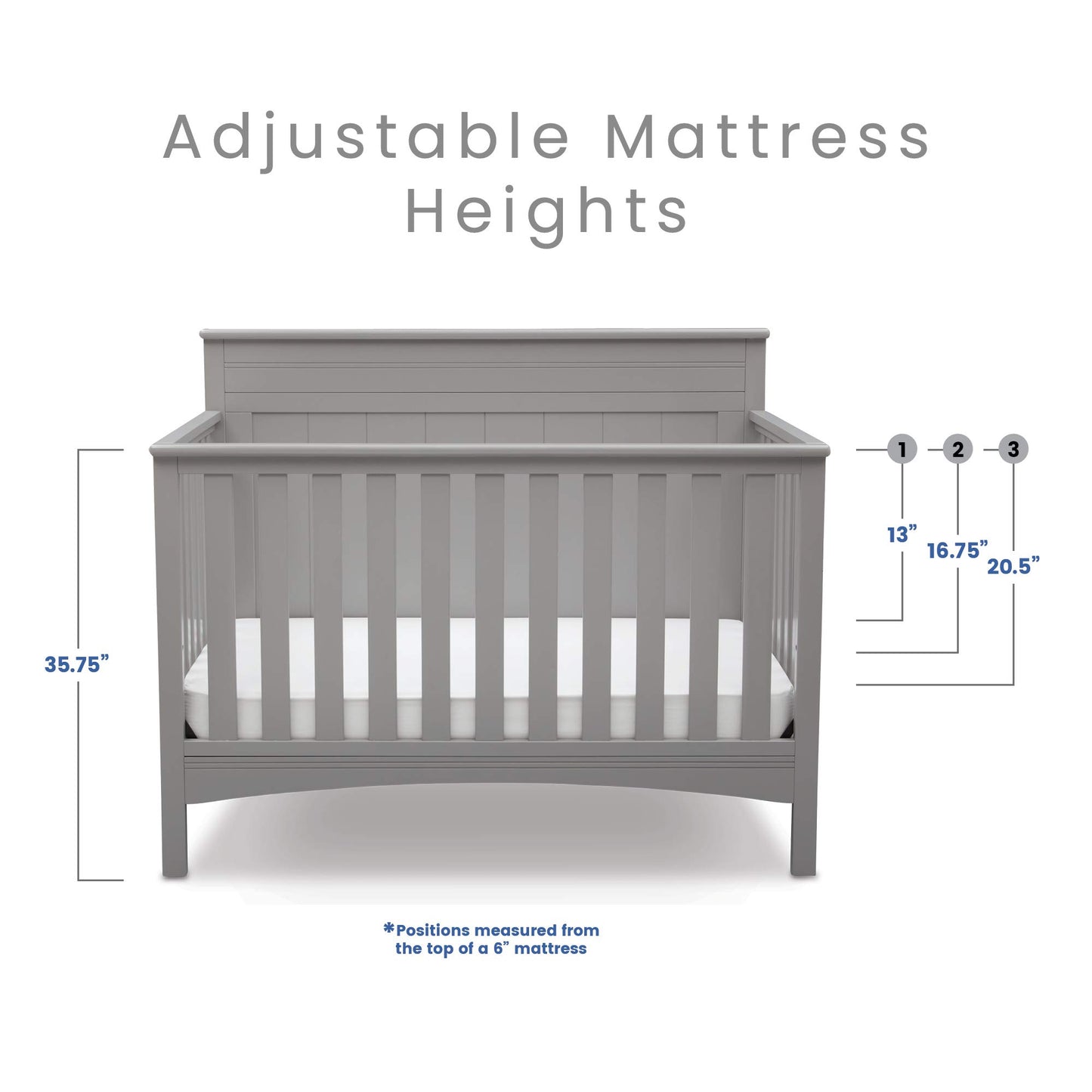 Delta Children Fancy 4-in-1 Convertible Baby Crib - Greenguard Gold Certified, Grey - WoodArtSupply