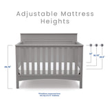 Delta Children Fancy 4-in-1 Convertible Baby Crib - Greenguard Gold Certified, Grey Delta Children
