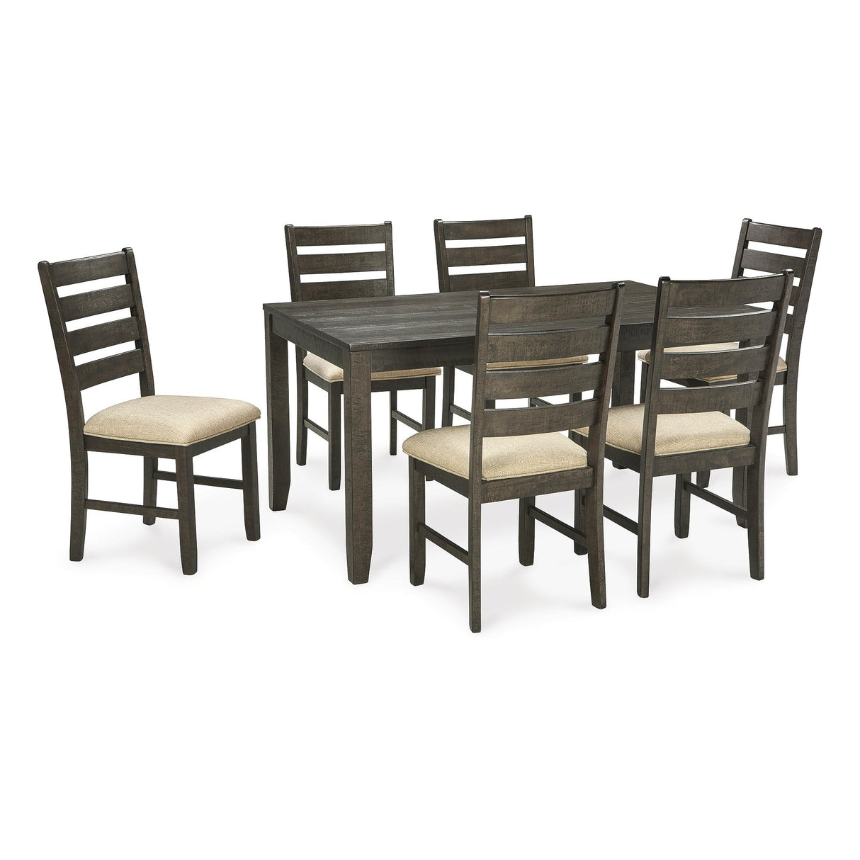 Signature Design by Ashley Rokane 20" Dining Room Table Set with 6 Upholstered Chairs, Brown Signature Design by Ashley