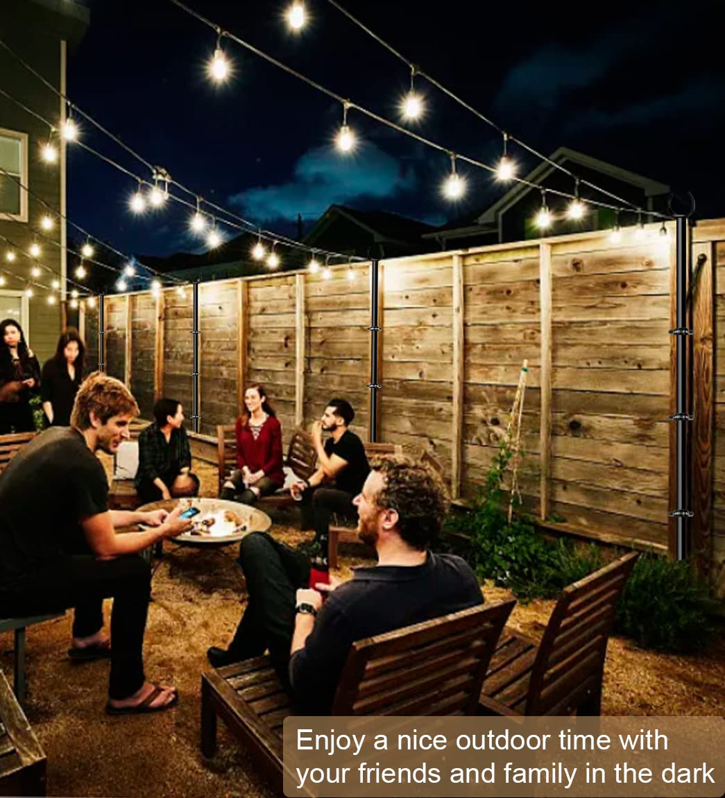 Sprimden 10ft String Light Poles for Outdoors, Outside Light Poles for Hard Ground Surface, Backyard, Patio, Outdoor Lighting, Matte Black, 2 Pack Sprimden