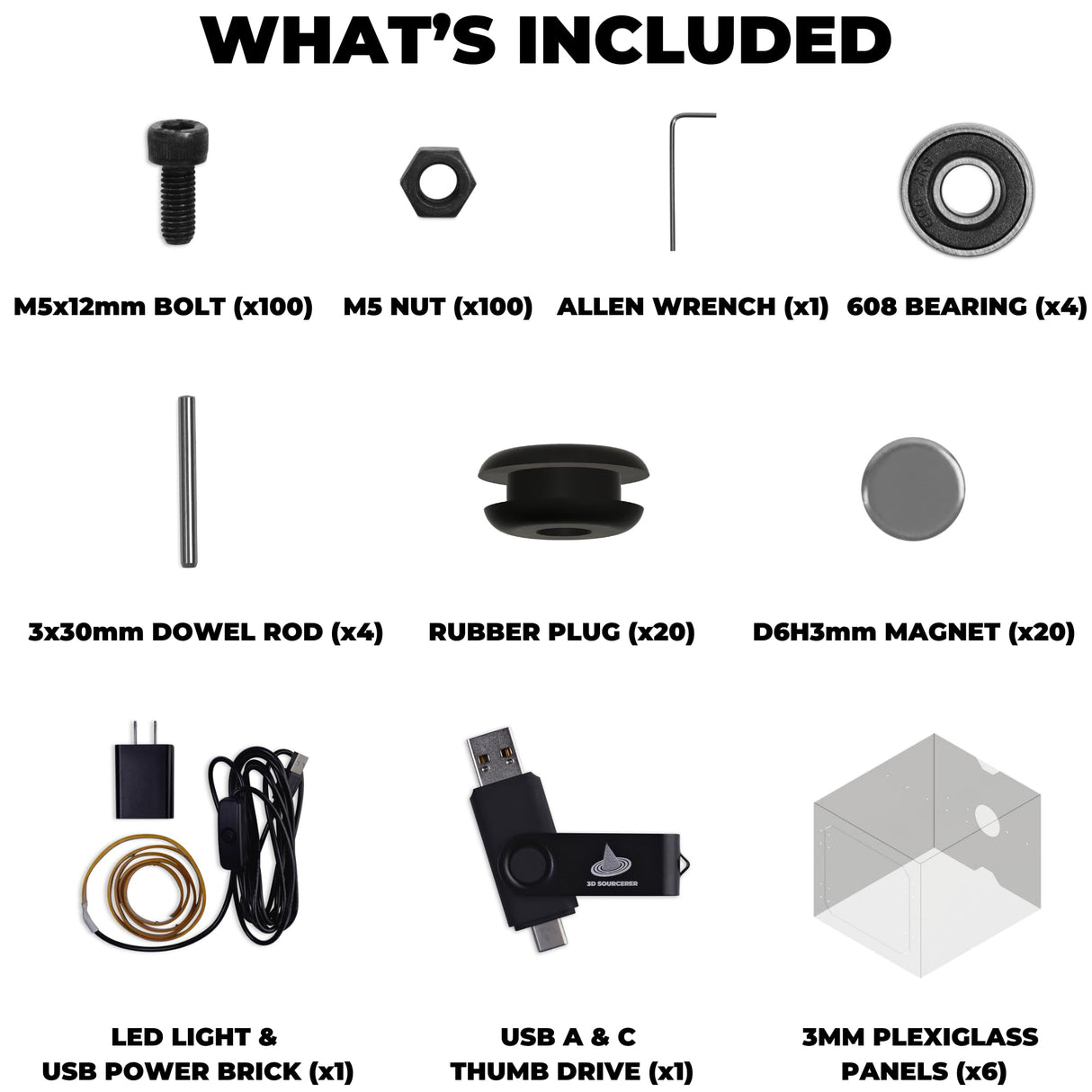 3D SOURCERER DELACK 3D Printer Enclosure Kit with LED Light | Made for Prusa MK4, Prusa Mini, Prusa MK3 3D Printers | Compatible with IKEA Lack Table | Plexiglass Cover for Constant Temperature 3D SOURCERER